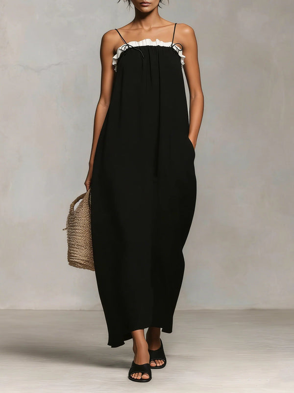 Mirelle™ | Vestido Maxi con Bloques de Color y Tirantes Finos