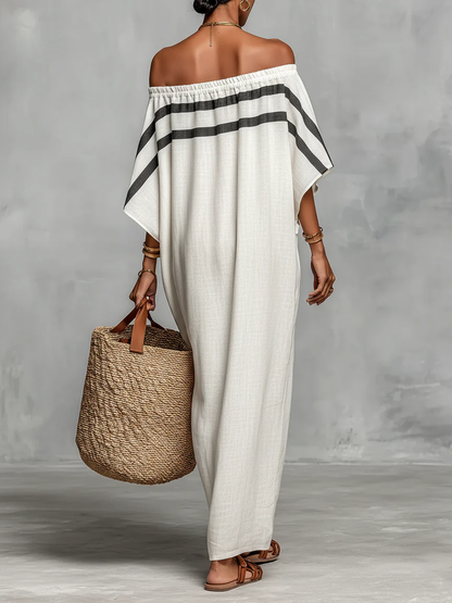 Aveline™ | Vestido Maxi Off-Shoulder con Mangas Murciélago