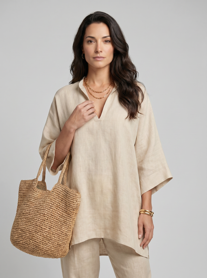 Marina | Conjunto Casual de Dos Piezas con Cuello en V para Mujer